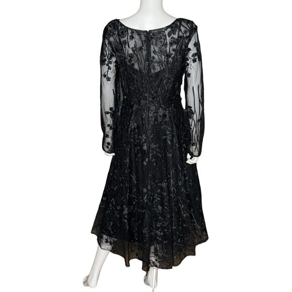 Mac Duggal Embellished Floral Long Sleeve Dress 204041 Black Women’s Sz 6 - Picture 7 of 9